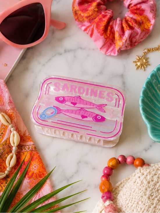 Accessories - Trendy Pink Sardine Novelty Acrylic Hair Clip | Coastal Preppy